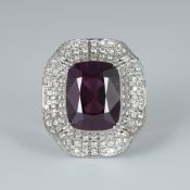 14 K / 585 White Gold Spinel (GIA Cert.) & Diamond Ring