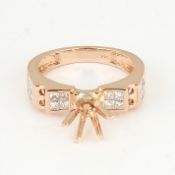 IGI Certified 14 K / 585 Rose Gold Diamond Ring - Centre Stone Unmounted