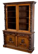 French Carved Oak Bookcase c.1870