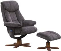 Brand New Boxed Cannes Swivel Reclining Heat/Massage Chair In Charcoal Plush