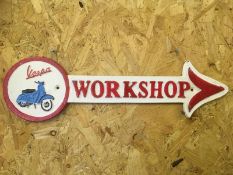 Vespa Workshop Arrow Wall Plaque