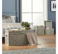 (HZ30) Set of 3 Large Wicker Storage Trunks Three classically stylish multi-purpose storage tr...