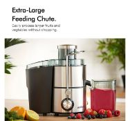 (HZ141) 400W Stainless Steel Juicer Large feeding tube easily processes larger fruits and vege...