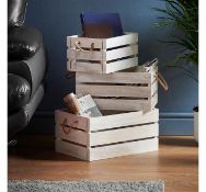 (HZ62) Set of 3 White Storage Crates Perfect for items like keys, letters, electricals, cosmet...