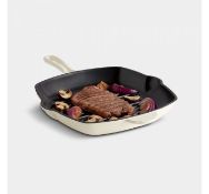 (HZ26) Cream 26cm Cast Iron Griddle Pan Strong, hard-wearing cast iron build offers long-lasti...