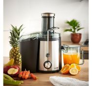 (HZ151) 800W Stainless Steel Juicer Extra-wide feeding tube easily processes larger fruits and...