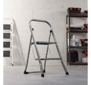 (HZ3) 2 Step Steel Ladder Distributes weight evenly for total stability with anti-slip steps o...