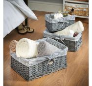 (HZ71) Wicker Basket Set of 3 Perfect for clothing, accessories, beauty products, letters, pap...