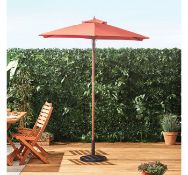 (F6) Burnt Orange 2M Wooden Parasol Natural hardwood frame boasts a vibrant burnt orange polye...