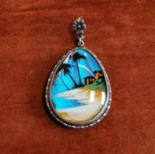 Art Deco vintage butterfly wing necklace pendant Sterling Silver Thomas Mott TLM
