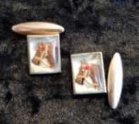 1950's / 1960's Horse 3D image under glass Vintage Cufflinks