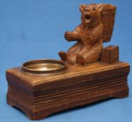 Black Forest Wooden Bear with Barrel Huntsman/Wood chopper Music Box