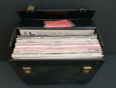 Black Record Case Containing 30 LP's Includes ABBA etc