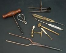 Vintage Assortment of Corkscrews & Draughtsman's Tools
