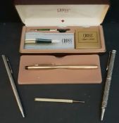 Parcel of Pens Includes Cross Fountain Pen 14ct Nib
