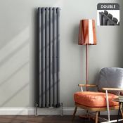 1600x360mm Anthracite Double Oval Tube Vertical Radiator. RRP £247.99. Designer Touch This sty...