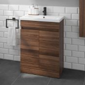 600mm Trent Walnut Effect Double Door Sink Cabinet - Floor Standing.RRP £499.99.COMES COM...