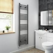 1600x450mm - 20mm Tubes - Anthracite Heated Straight Rail Ladder Towel Radiator- Natasha. NA16...