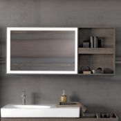 (LV77) Keramag 1334mm Citterio Grey/Brown Illuminated Mirror With shelf Right/Left.RRP £779.9...