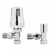 15mm Standard Connection Thermostatic Angled Chrome Radiator Valves. RA07A. Made of soli...