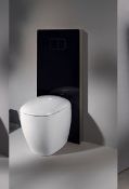 (QL4) Keramag Geberit Black Glass/Champagne Toilet Universal cistern unit for Back to Wall toil...