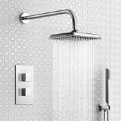 (QL124) THERMOSTATIC MIXER SHOWER SET 8 HEAD CHROME 2 WAY VALVE KIT + HANDSET. Solid brass val...