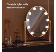 (KN79) Oval White Mirror Comes with 10 LED lights perfect for makeup application or taking sel...