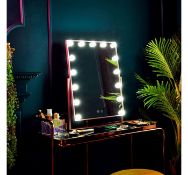 (KN83) Champagne Hollywood Mirror Framed by 15 LED lights to offer illumination from every ang...