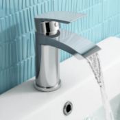 (CK135) Modern Chrome Basin Sink Mixer Tap Bathroom Lever Faucet. Chrome plated solid brass 1/...