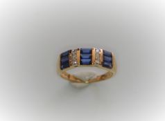 9 Stone Sapphire & Diamond Half Hoop Ring