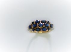 13 Stone Sapphire & Diamond Ring