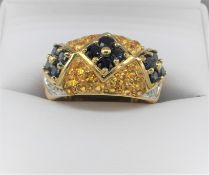Sapphire, Citrine & Diamond Gypsy Ring