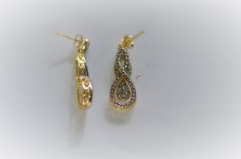 Gold Plated Diamond Infinity Dangle Earrings