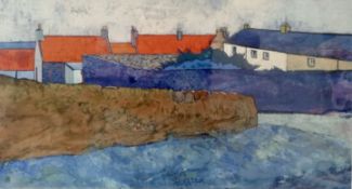 Joe McAvoy. Rooftops Over Cellardyke. Signed, Tempera On Paper