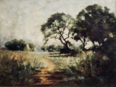Robert Russell Macnee (Scottish 1880 - 1952). Harvest Scene. Signed Oil Painting
