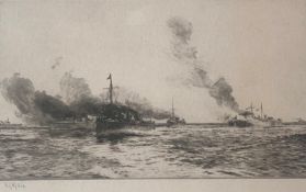 Original Signed Etching. William Lionel Wyllie - WW1 Sea battle