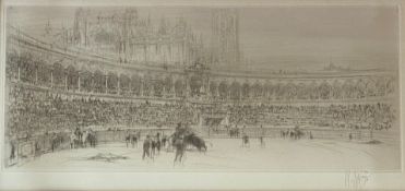 Signed Etching. William Walcott, 1874-1943 - Bull Fight Seville