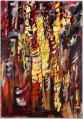 Large Abstract Oil On Canvas. Monogrammed ER