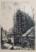 Muirhead Bone. ‘Building a Liner at Greenock’ (On The Clyde no. 6). Signed Lithograph