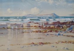 Tom Campell. The Island Of Eigg From Arisaig Shore. Signed Watercolour Painting