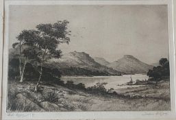 Signed Etching. Henry Jackson Simpson, 1893-1963 - Loch Laggan