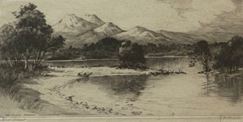 Signed Etching. James McArdle - Scottish View Loch Katrin