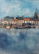 Shiela R McDonald. Scottish Harbour Scene. Signed Watercolour Painting