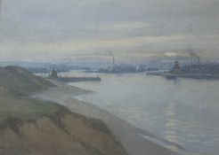 Signed Original Watercolour. Tom Smith, 1914-1943 - Aberdeen Harbour