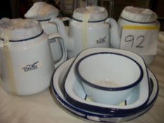 Falcon Enamel Tea Pots, Dishes and Bowls