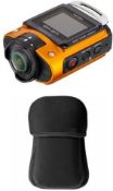 (52) 1 x Grade B - Ricoh WG-M2 Action Camera with neoprene case - Orange. Includes WG-M2 action...