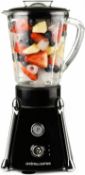 Andrew James Black Retro Style Premium Glass Jug Blender Smoothie Maker Ice Crush.
