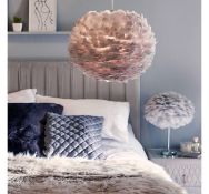 (AP59) Grey Feather Ceiling Lamp Shade Unique grey faux feather light shade Diffuses light fo...