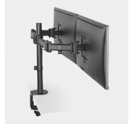 (AP255) Double Arm Monitor Mount with Clamp Equipped with 90° tilt, 180° swivel and 360° ro...