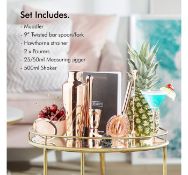 (AP180) Rose Gold Parisian Cocktail Set Set includes a muddler, double-ended bar spoon/ fork, ...